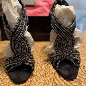 Steve Madden Black Silver Chain Heels